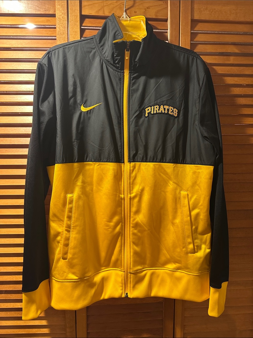 Nike Men's Black and Gold Pirates Full-Zip Track Jacket